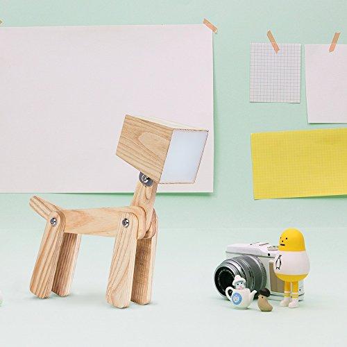 HROOME HROOME Super Cute Dog Table Lamp for Kids Room Bedroom Bedside - Dimmable Touch Control Wood Fun Unique Desk Lamp Warm White Light Gifts for Friends Boys Girls Dorm Farmhouse (Medium-Wood Color)