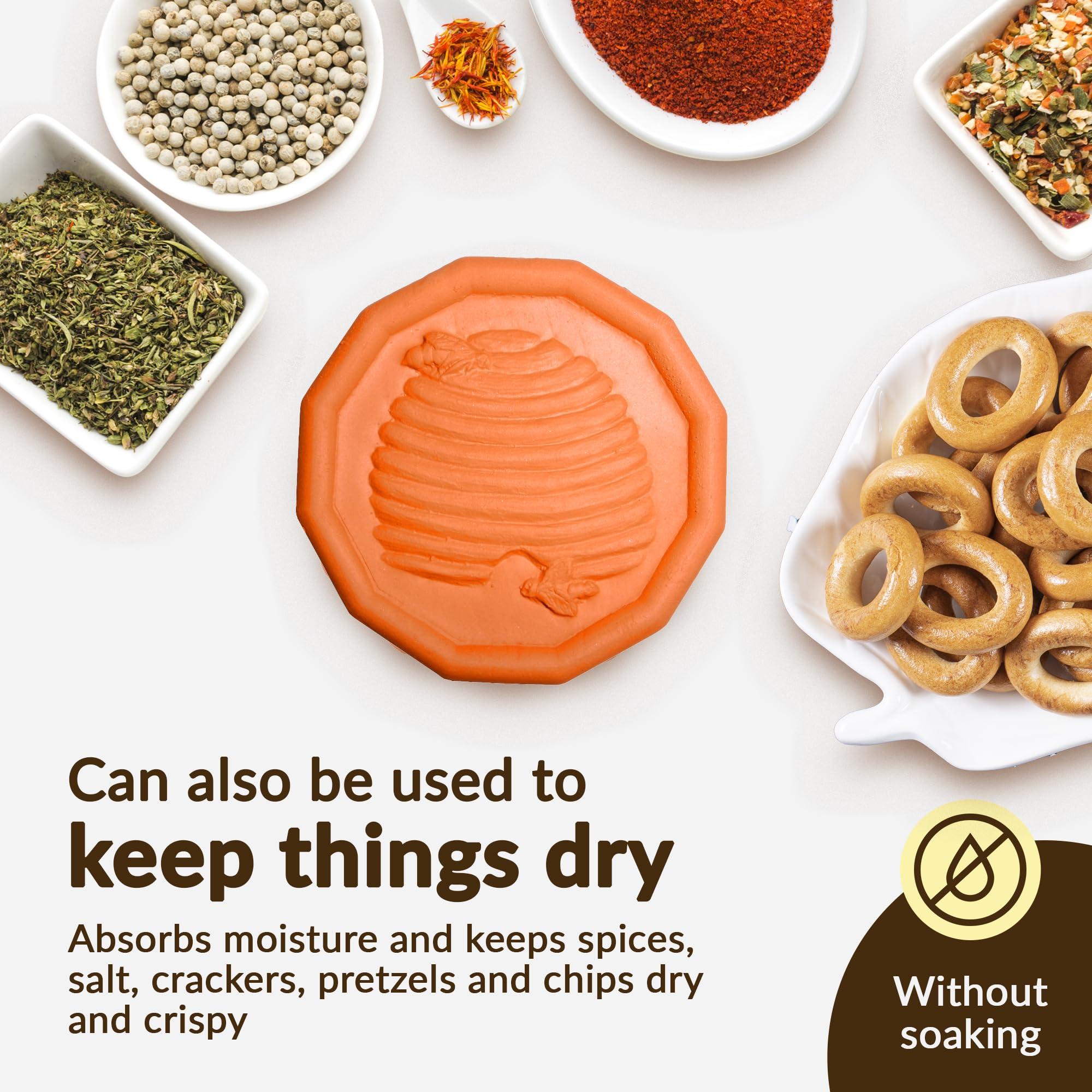 JBK Pottery JBK Pottery Brown Sugar Saver - Terra Cotta Humidifying Stone Softens Brown Sugar - Natural Clay Moisture Absorber for Foods and Spices - Honey Beehive