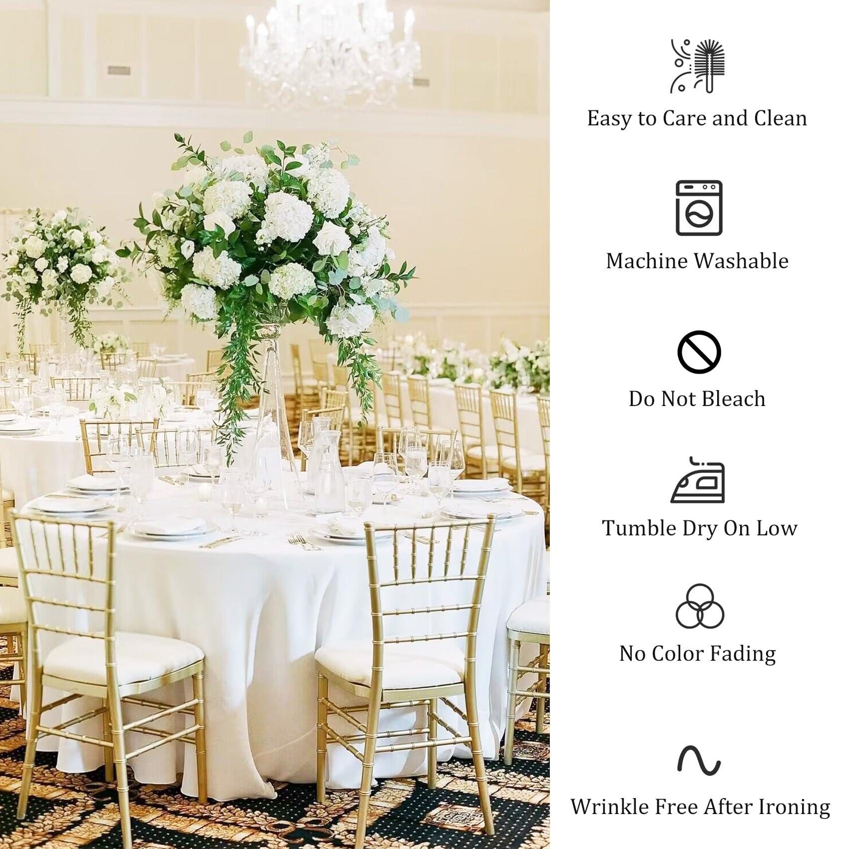 Fivenl 8 Pack Round Tablecloth 90 Inch Round Table Covers Bulk Washable Polyester Fabric Round Table Clothes for Wedding Party Reception Banquet Buffet Restaurant (White, 90 Inch)