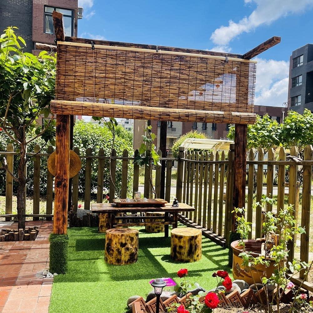 HomeLoft Basics Bamboo Shades for Patio, Reed Roll Up Window Blinds, Privacy Bamboo Blinds for Outdoor/Indoor, w/Raise/Lower, Sun-Filtering, Light-Transmissive (Size : 74" Wide x 72" High)