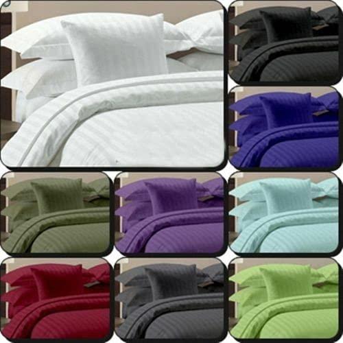 AMAY AMAY Luxury Soft 100% Egyptian Cotton 6pc Sheet Set Sateen Weave 800 TC King Size, Fits Mattress Upto 16-18\'\' Deep Pocket, Baby Pink Stripe