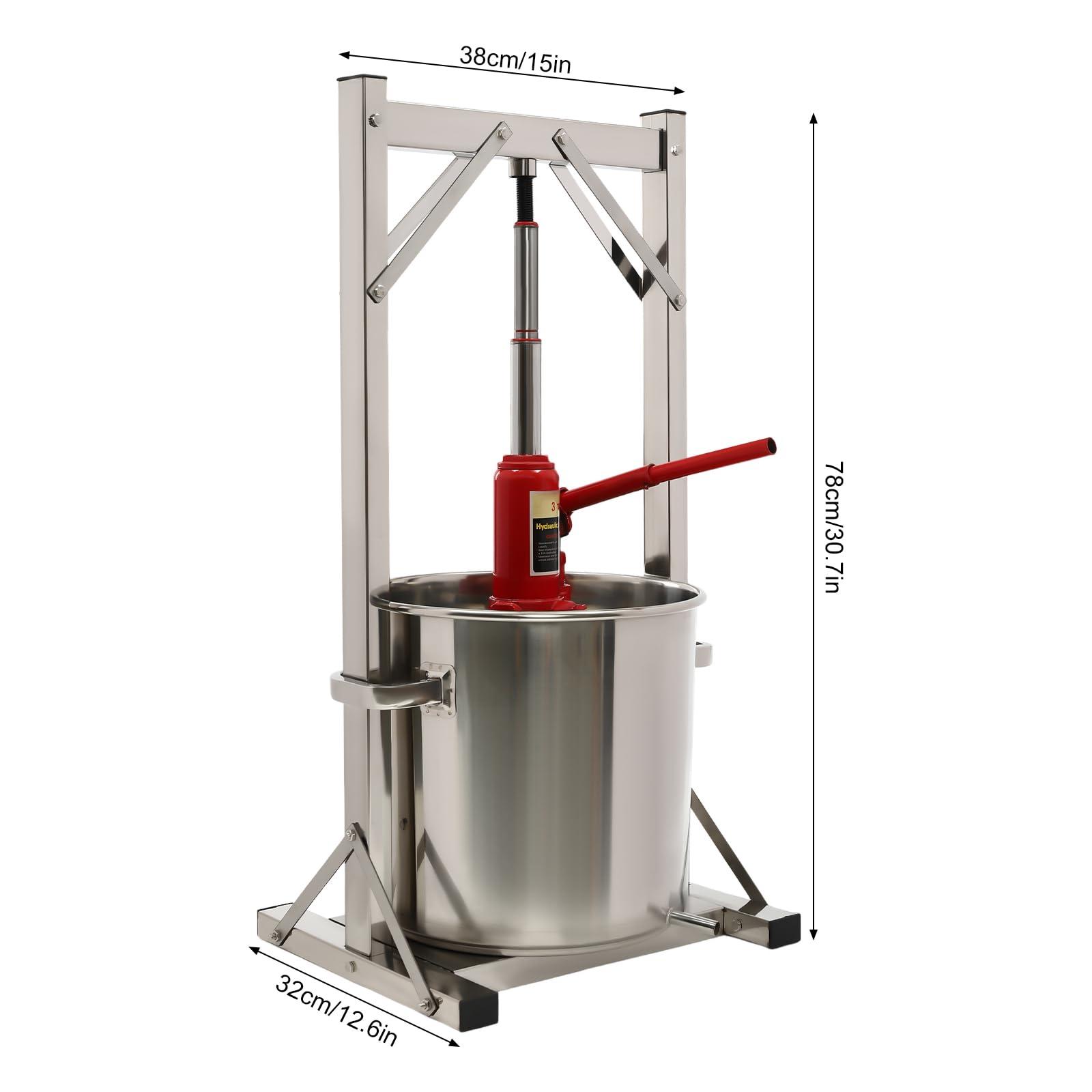 Gagalayong Gagalayong 22L Fruit Wine Press, Stainless Steel Cider Press with Hydraulic for Cider, Grape Wine Making Supplies and Equipment (Red) (red)