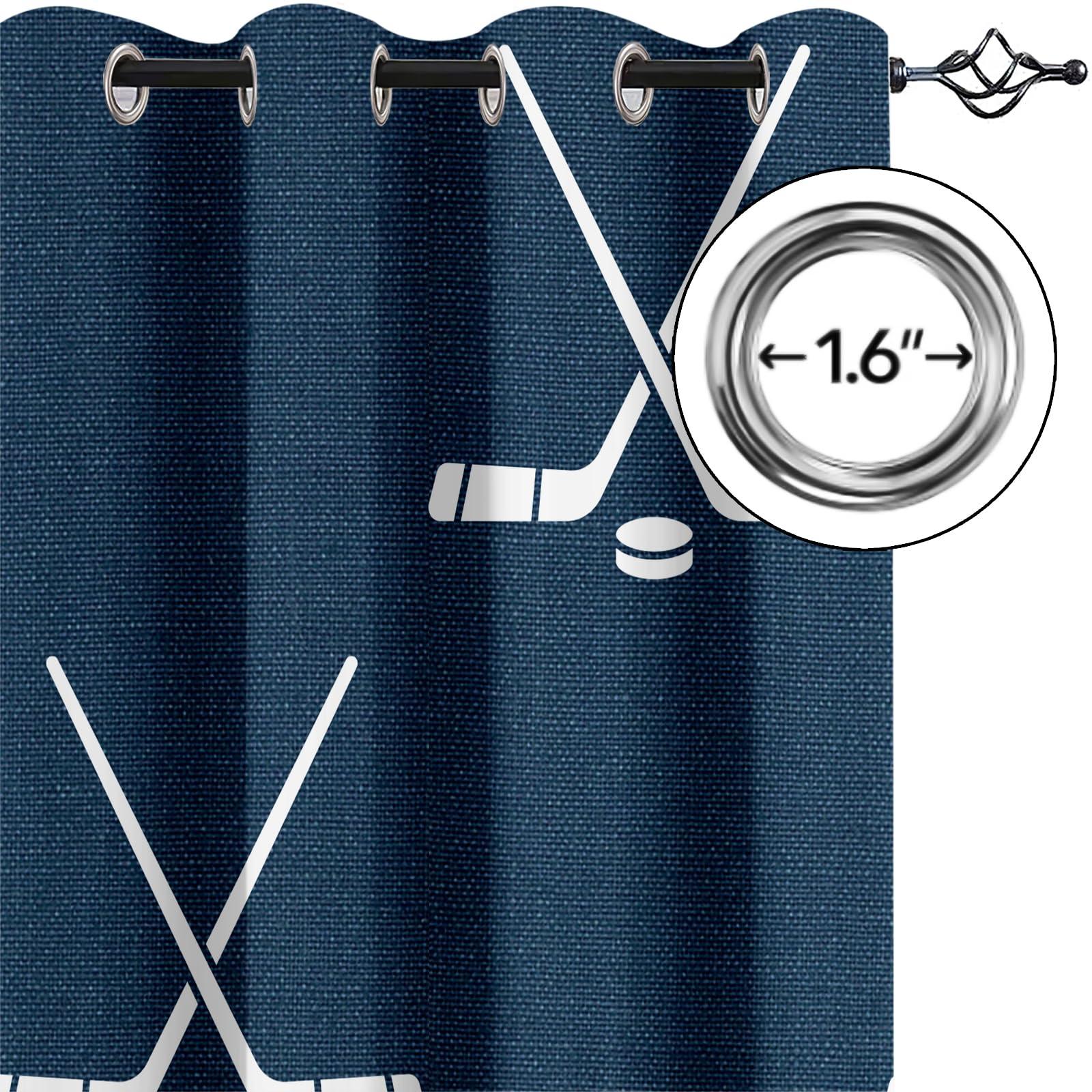 MLWC MLWC Ice Hockey Sports Decor Window Curtains, Cartoon Style Thermal Room Darkening Grommet Drapes, Polyester Soft Blackout Curtains for Bedroom Indoor Kitchen -72" W x 72" L