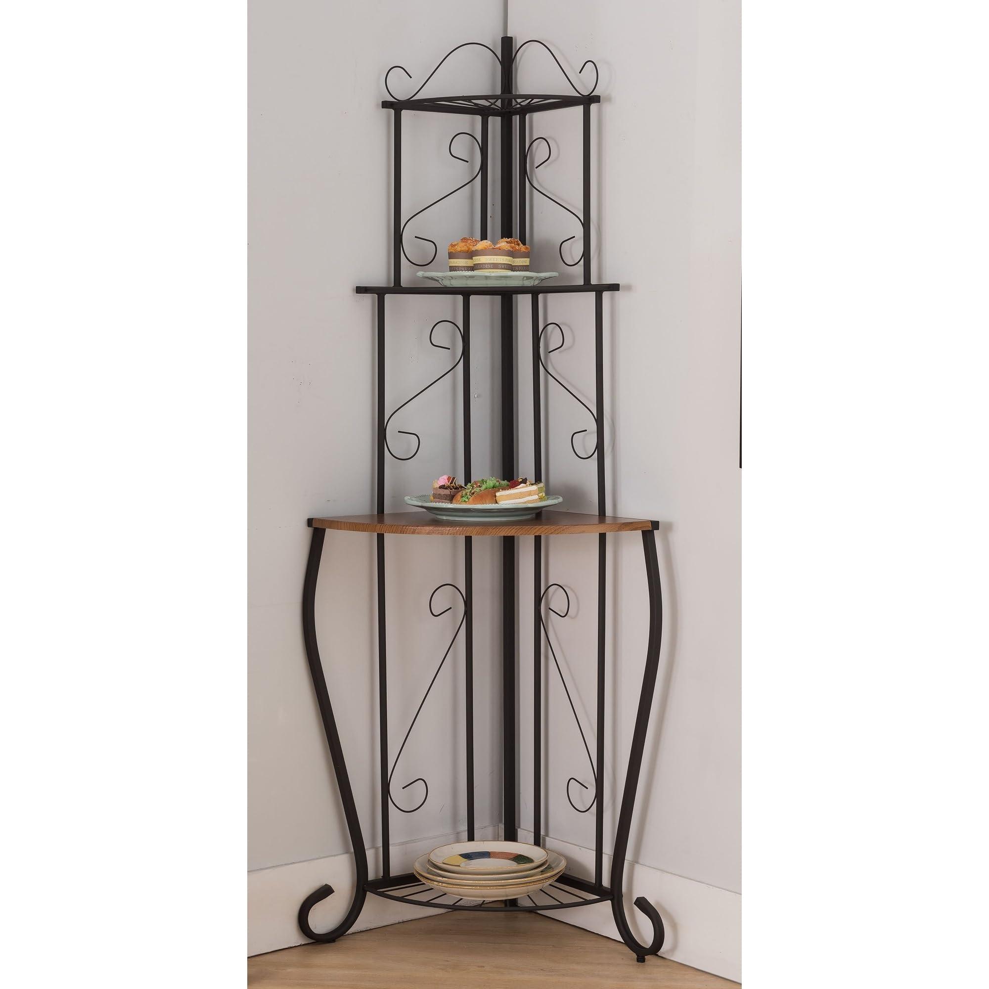 Overstock Black Metal Tube Corner Kitchen Bakers Rack