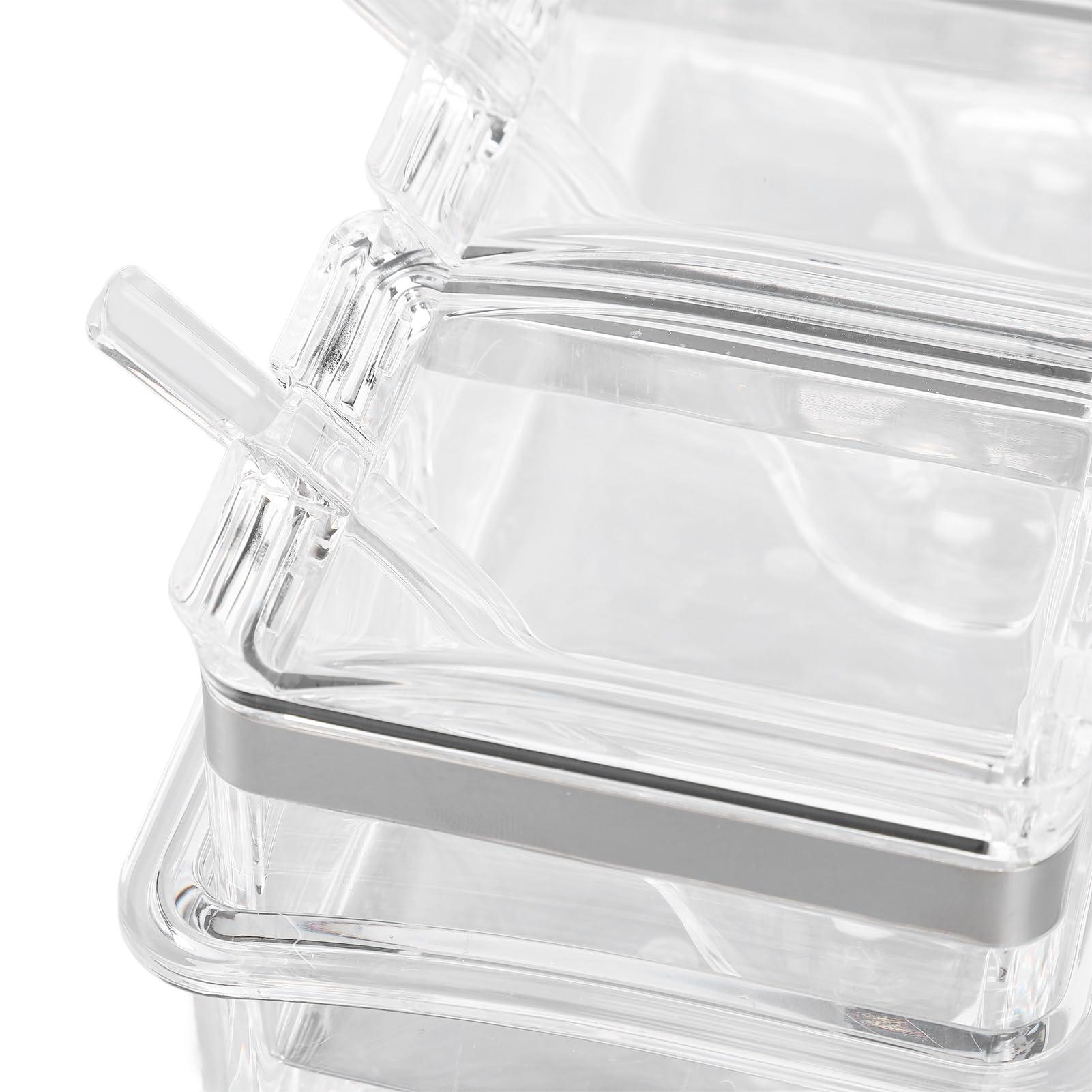 ZJchao ZJchao Clear Seasoning Rack Box Storage Container, Acrylic Organizer Jars with Spoons for Kitchen Modern Design Multipurpose Use