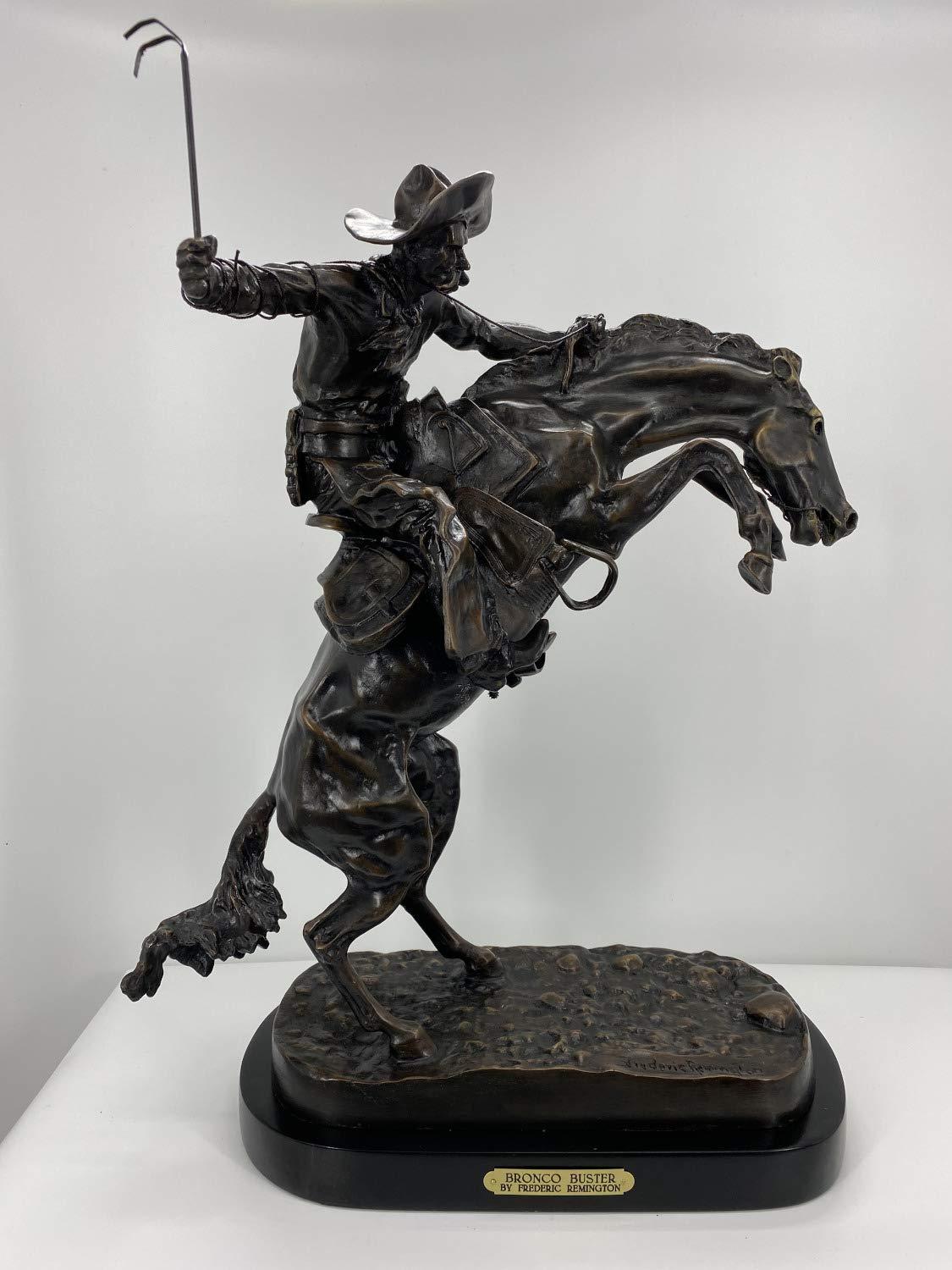LIFETIME INTERNATIONAL INC LIFETIME INTERNATIONAL INC American Handmade Bronze Sculpture Statue Bronco Buster By Frederic Remington Regular Size 24" Inches Tall