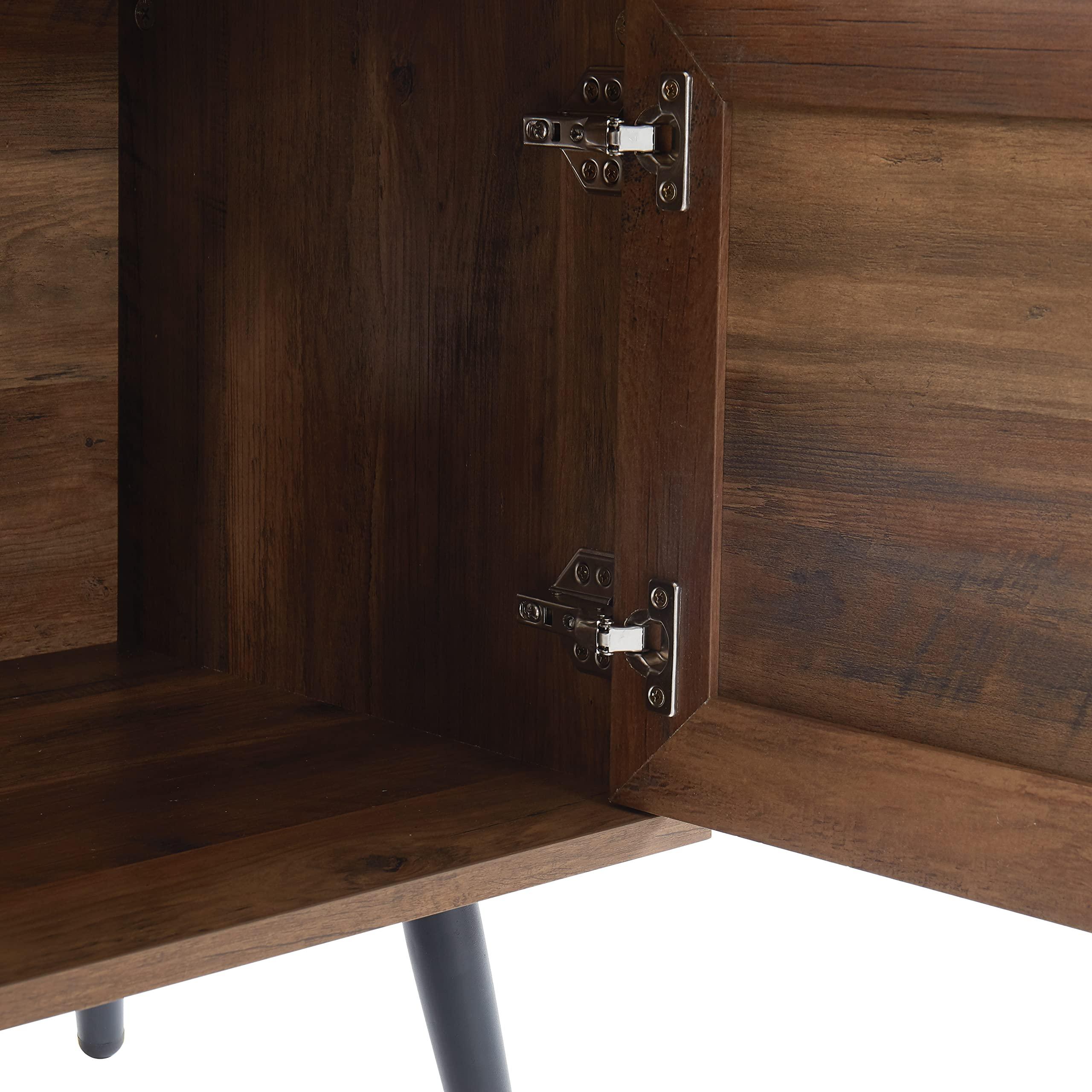 JYED DECOR JYED DECOR Mid Century Wooden TV Stand Entertainment Console with Open Shelving and 2 Cabinets for Televisions up to 65 Inches(Rustic Oak)