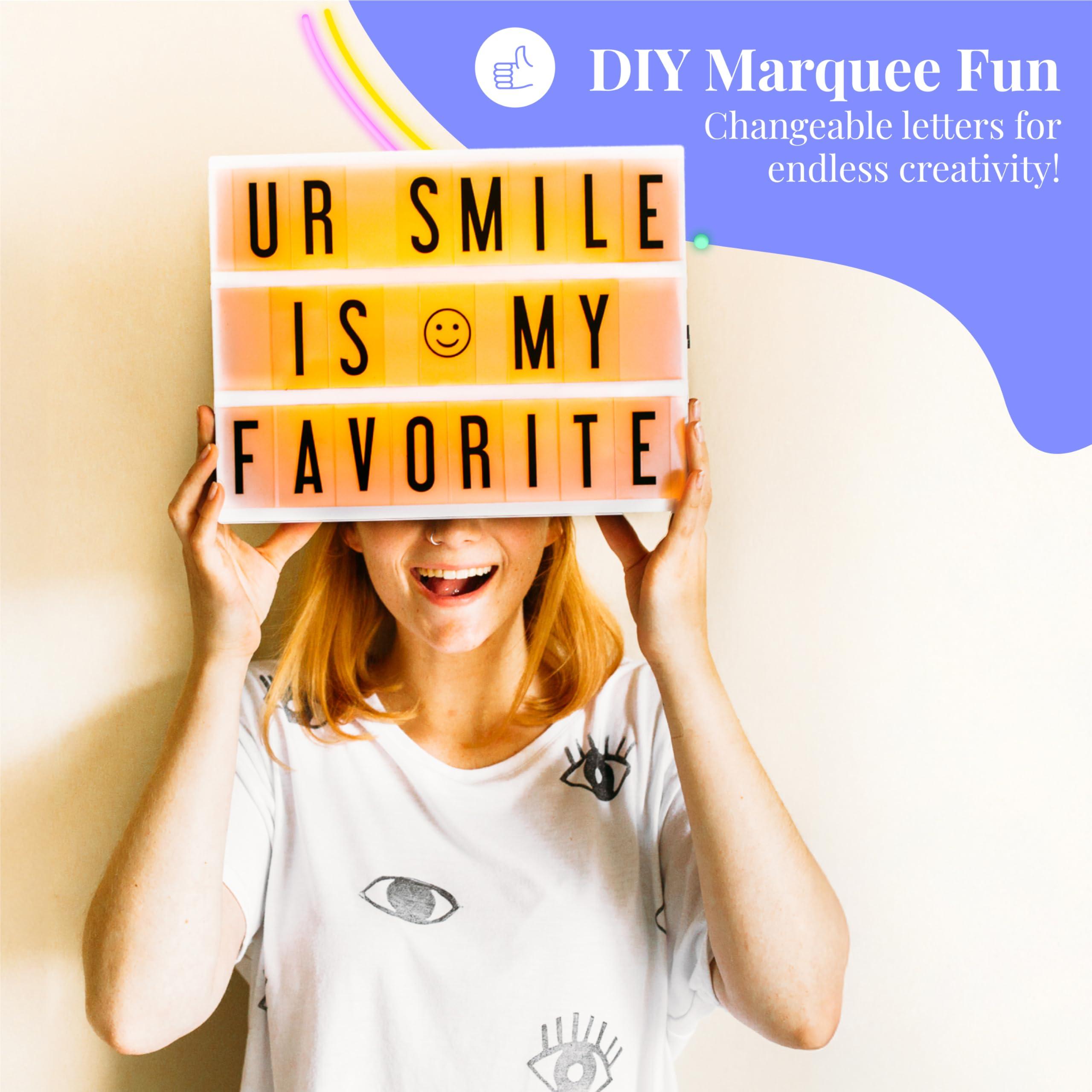 My Cinema Lightbox My Cinema Lightbox Cinema Light Box Letter Board - 12x9-Inch Light Up Signs with 100 Letters, Numbers, and Symbols - Neon Sign with White LED, RGB, and Color Freeze Mode for Home Decor