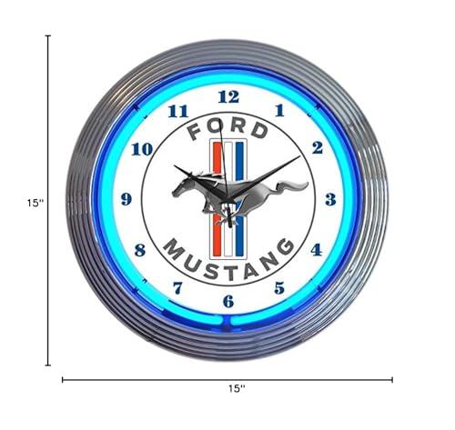 Neonetics Neonetics Ford Mustang Blue Neon Wall Clock, 15"