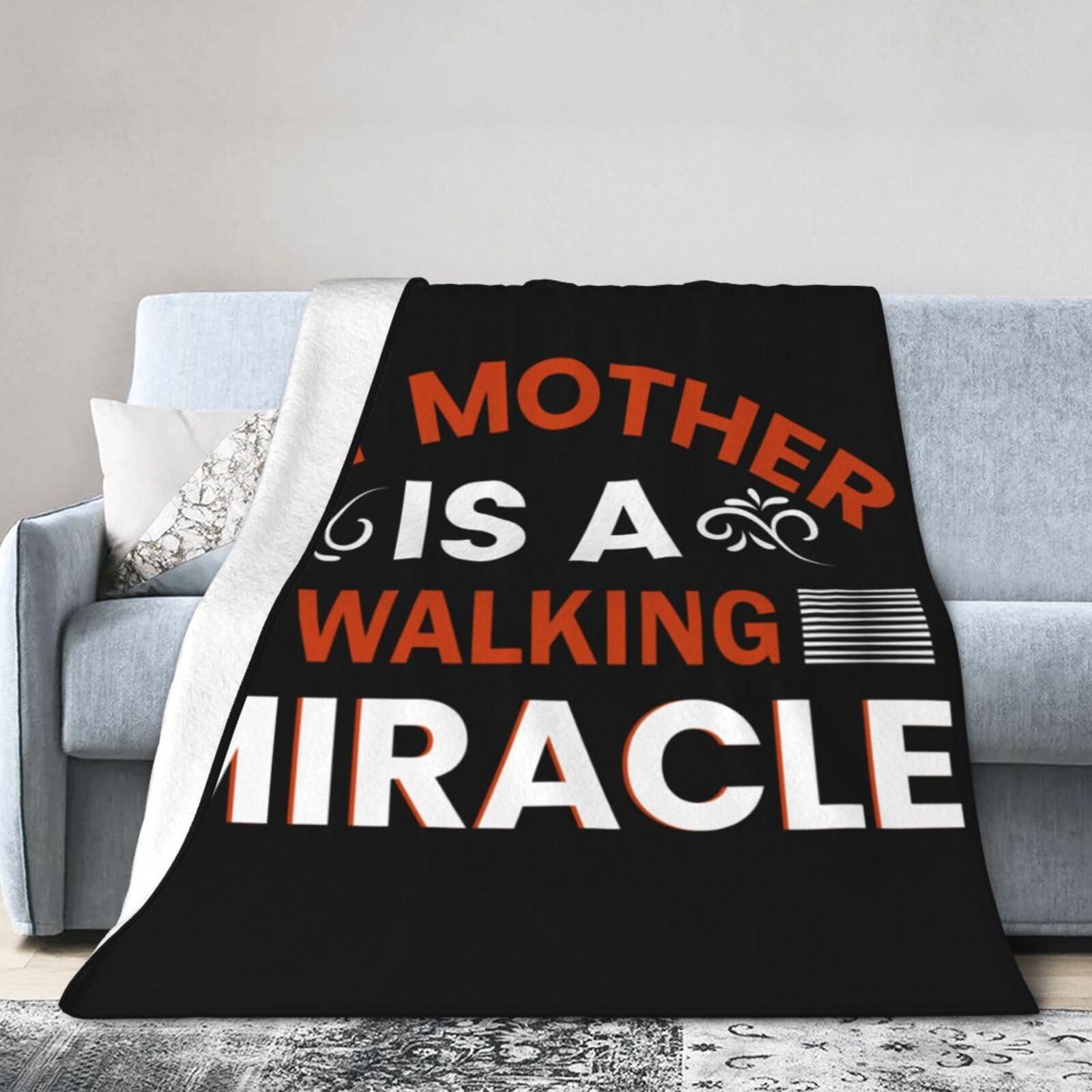 SIYTUAU My Mother is A Walking Miracle Throw Blanket for Couch Bed Sofa Soft Comfortable Blanket 60"x50" Flannel Blankets & Throws