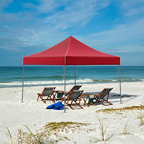 Stalwart Pop-Up Outdoor Canopy Shade - 10x10 Water-Resistant Party Tent with Instant Setup and Portable Carrying Bag for Storage or Transport by Stalwart (Red)