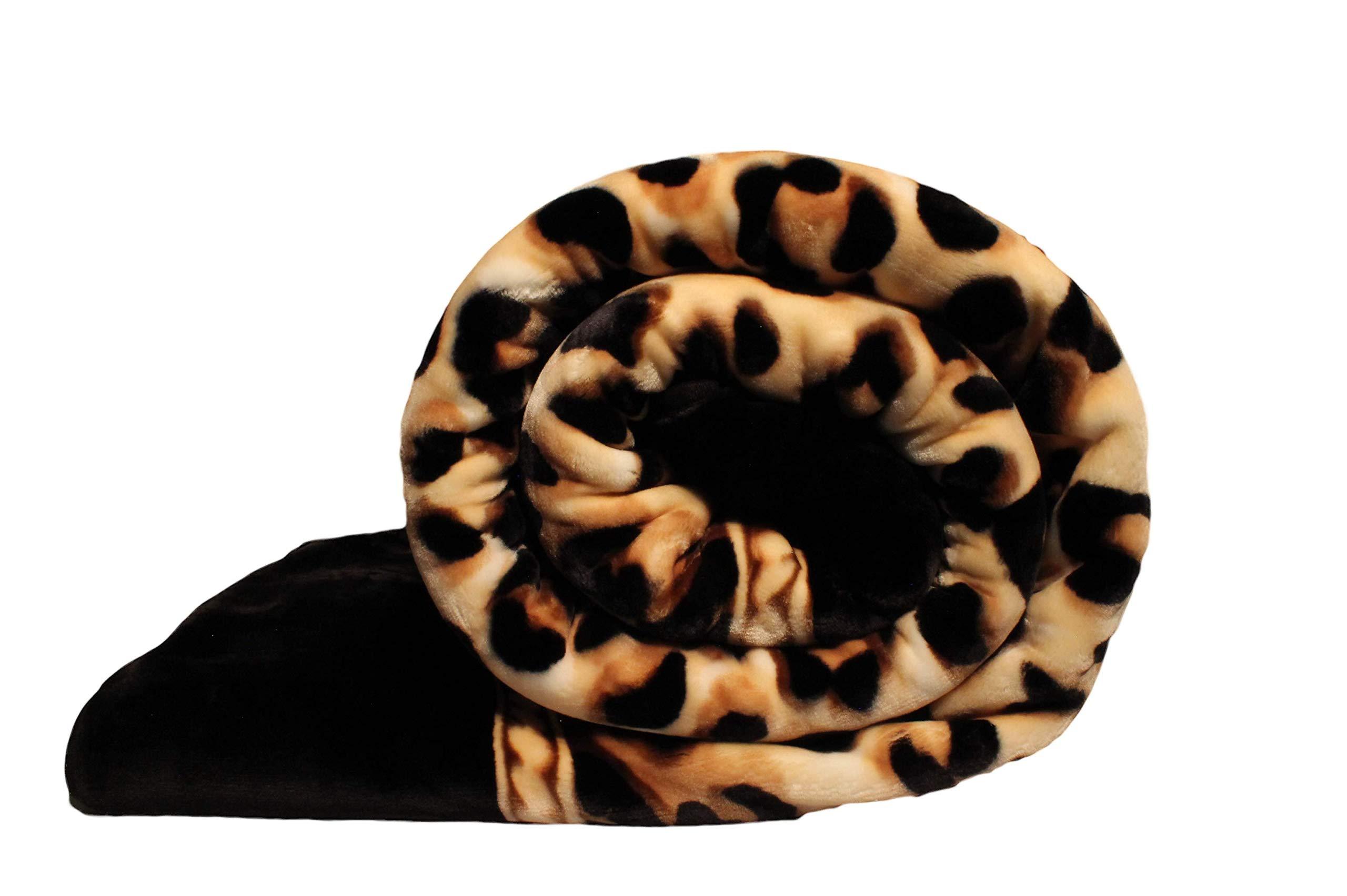 SOLARON SOLARON Korean Super Thick Heavy Weight Mink Blanket Bed comforters bedspreads Bedding Comforter (Queen, Flower Leopard Black)