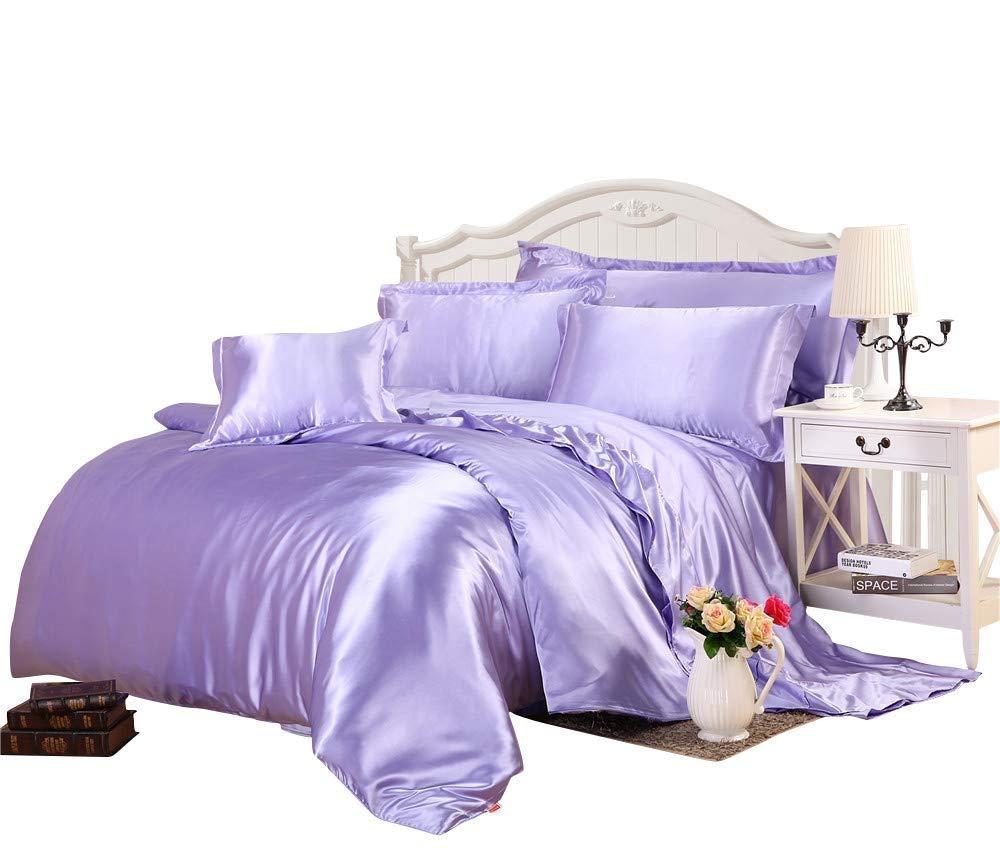 Satin Silk Satin Silk Luxurious Ultra Soft Silk Like Satin 1 Piece Comforter - 500 GSM Warm Single Box Stitches Comforter, Hotel Quality Premium Durable Only Satin Comforter , Lilac, Twin