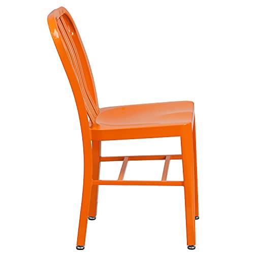 Flash Furniture Flash Furniture Gael Commercial Grade 2 Pack Orange Metal Indoor-Outdoor Chair