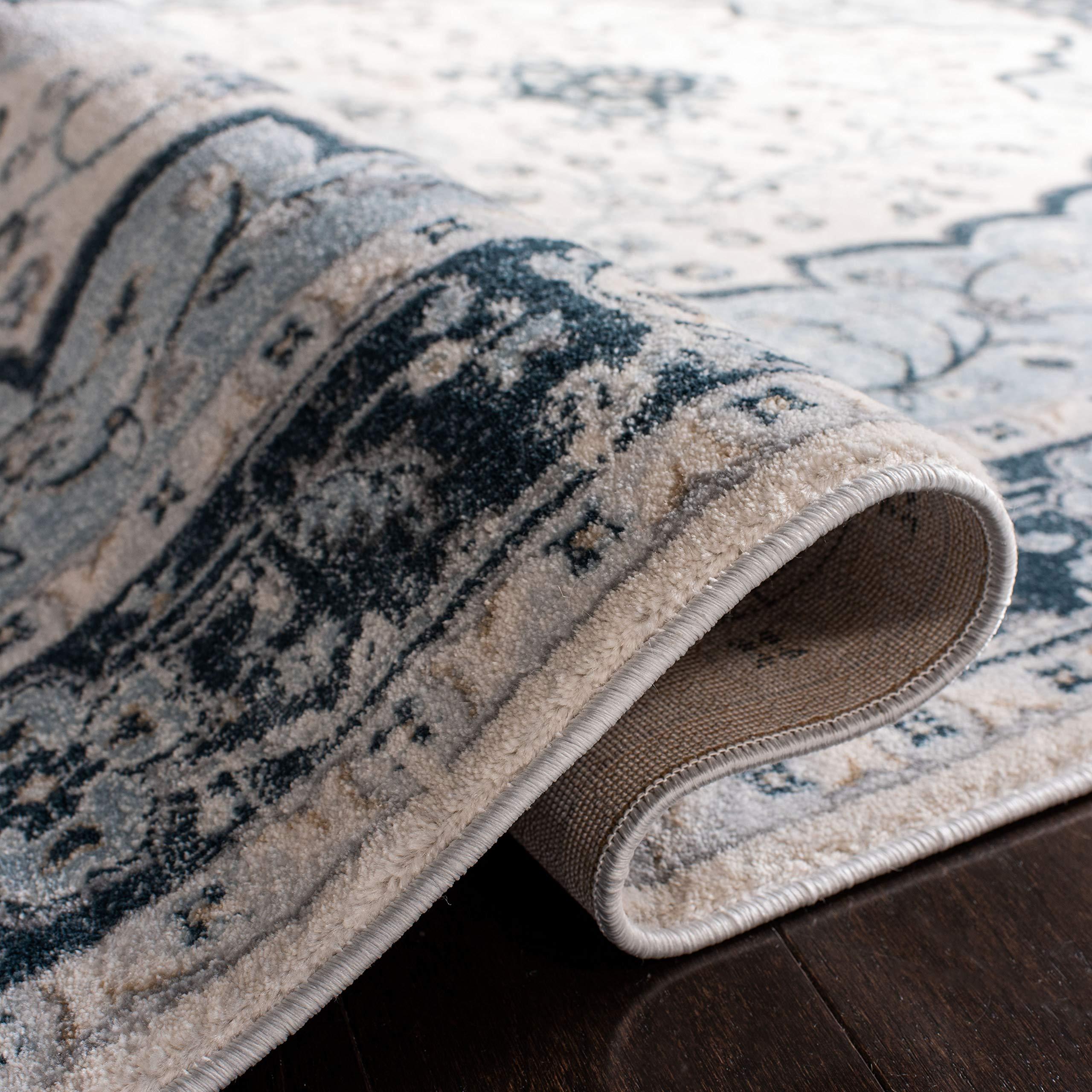 Safavieh SAFAVIEH Isabella Collection Area Rug - 8' x 10', Cream & Light Blue, Oriental Design, Non-Shedding & Easy Care, Ideal for High Traffic Areas in Living Room, Bedroom (ISA915M)