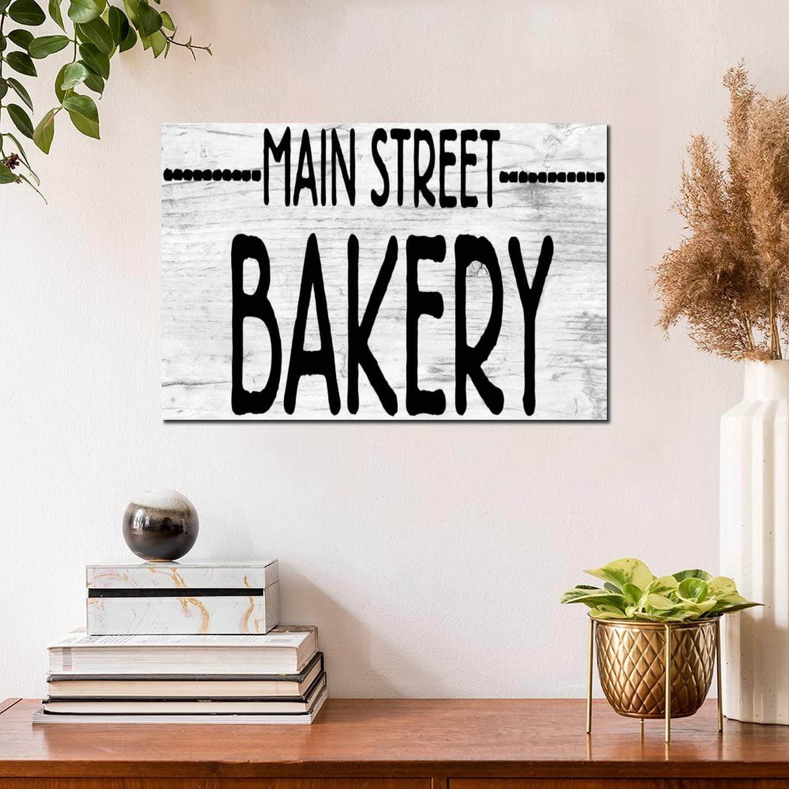Generic Wood Signs Ballkleid Main Street Bakery Wooden Sign with Funny Sayings Motivational Wall Art Rustic Wall Decorations for Living Room Kitchen Wall Hanger Retro Decoration Sign 12x18in