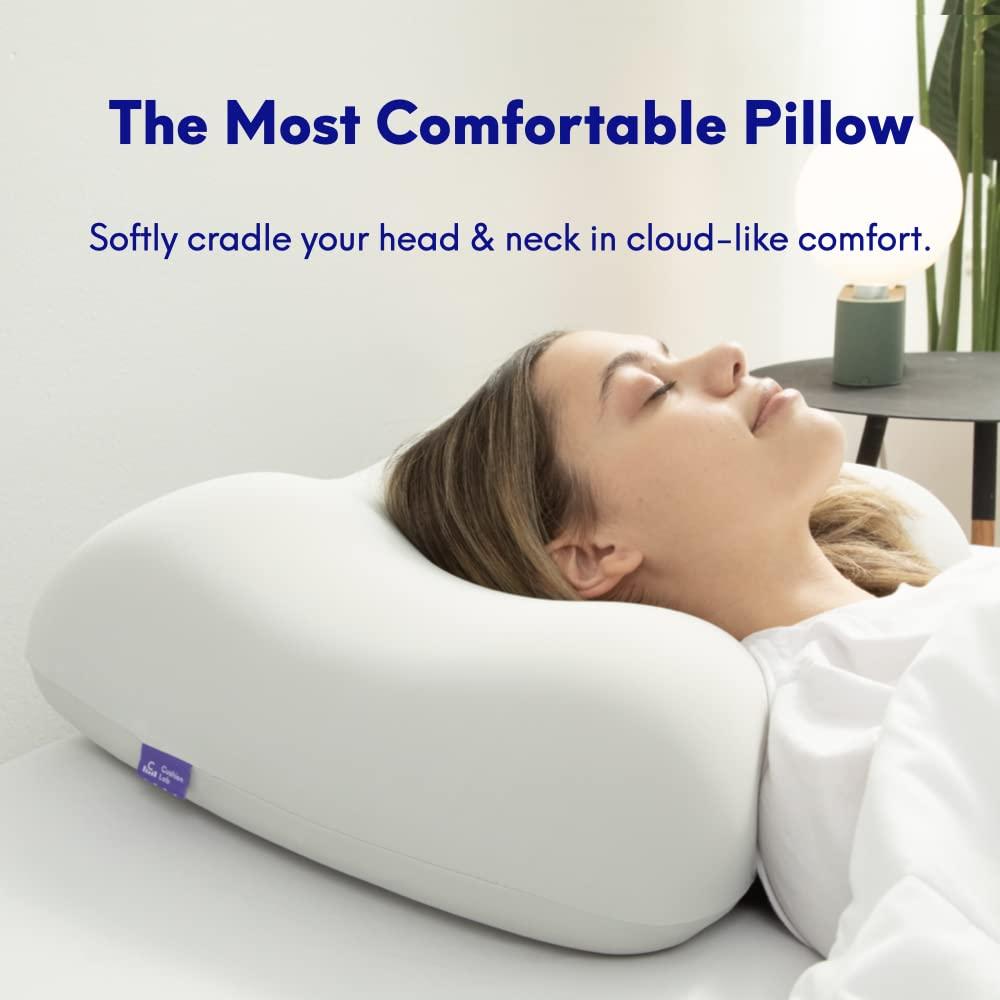 C CUSHION LAB C CUSHION LAB Deep Sleep Pillow, Patented Ergonomic Contour Design for Side & Back Sleepers, Orthopedic Cervical Shape Gently Cradles Head & Provides Neck Support & Shoulder Pain Relief - Calm Grey