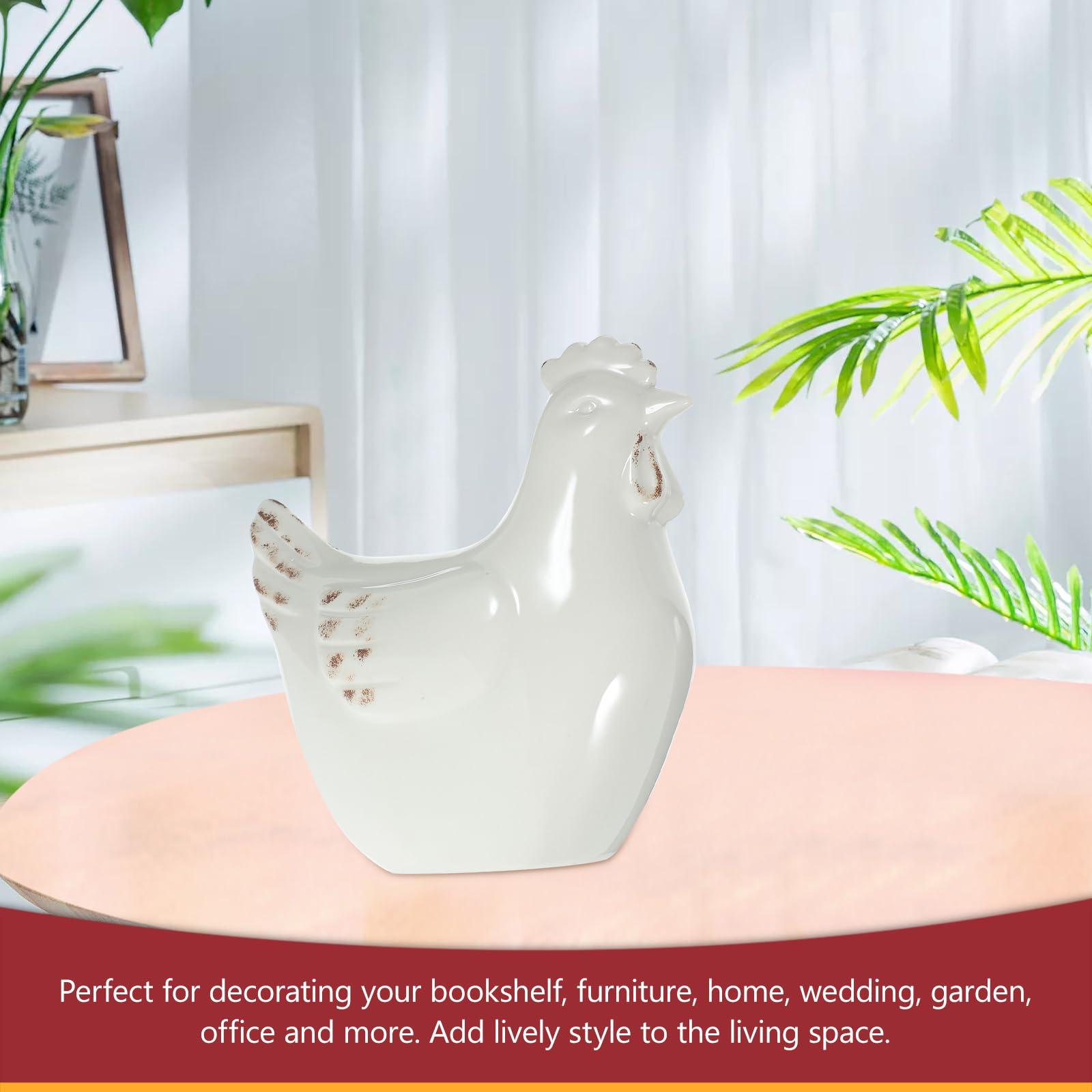 Luxshiny Luxshiny Ceramic Hen Figurines Tabletop Easter Chicken Statue Model Porcelain Animal Farm Sculpture Standing Rooster Figurine Farm Animal Statue Collectible