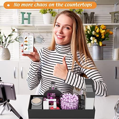 Bambloom Black Bamboo Drawer Organizer - Silverware&Utensil Holder Organizer for Kitchen Drawers, Multi-Use Drawer Dividers Boxes for Bathroom CounterCabinet, Garage, Office Desk, Makeup, Jewelry (15\"6\"2.5\")