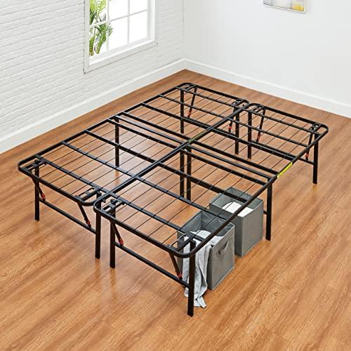 Amazon Basics Amazon Basics Bed Frame with Storage, Foldable Metal Platform, Sturdy Steel, No Box Spring Needed, 18 Inches High, Tool-Free Setup, Queen Size, Black