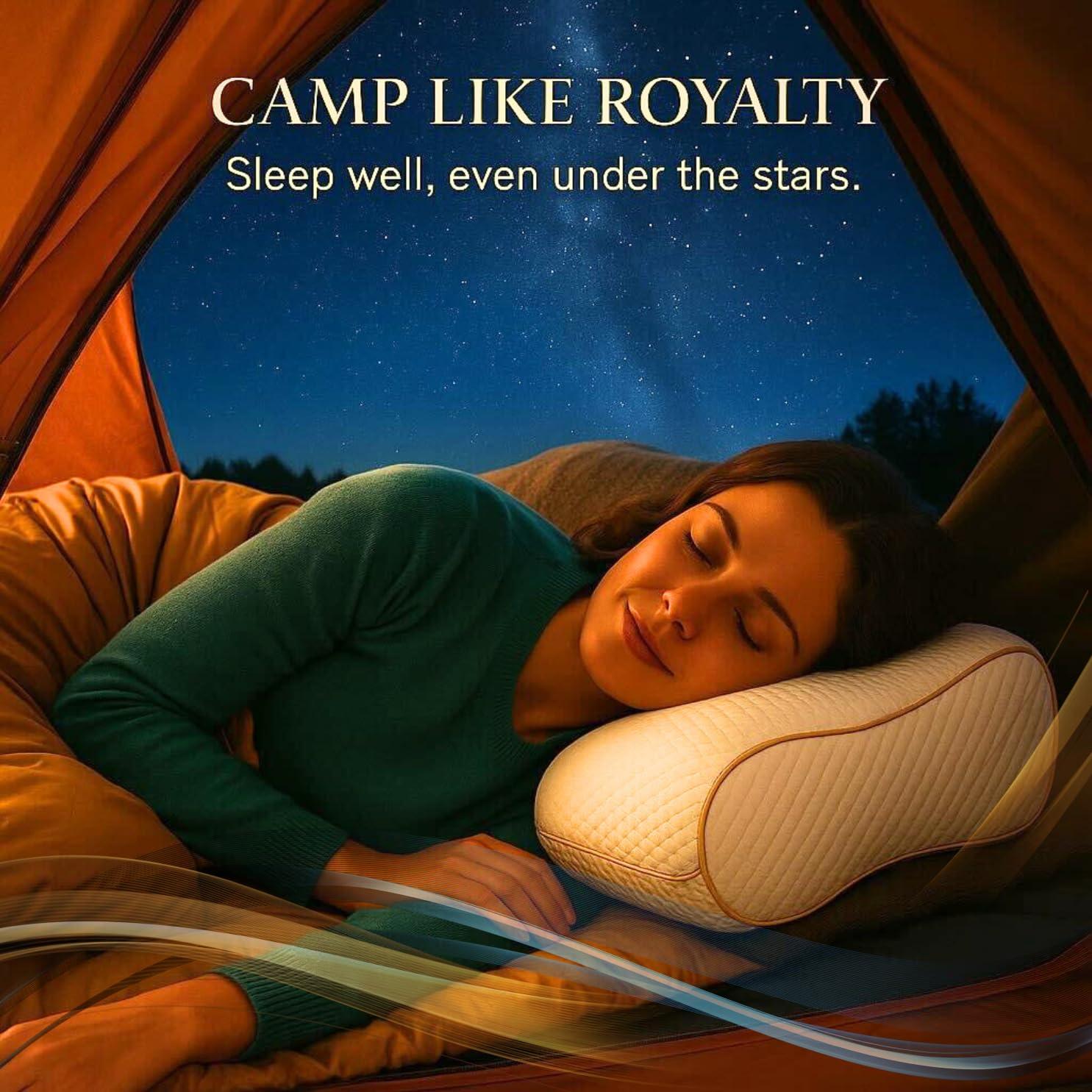 Royal Therapy Royal Therapy Travel Memory Foam Pillow, Camping Pillow, Cervical Pillow for Neck Pain, Contour Pillow, Pillow for Neck and Shoulder Pain, Neck Pain Pillow