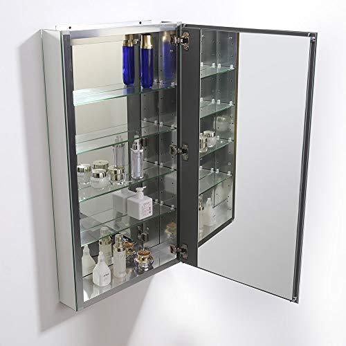 Fresca Fresca Bath 20\" W x 36\" H Modern Bathroom Medicine Cabinet with Mirrors, Recessed or Wall-Mount Installation, 4 Adjustable Glass Shelves, 1 Mirrored Door - #FMC8059