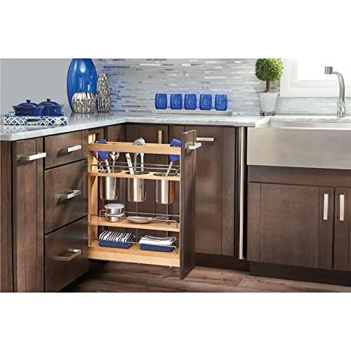 Rev-A-Shelf Rev-A-Shelf 5\" Pull Out Storage Organizer for Base Kitchen Cabinets w/Soft-Close, Sliding Shelves for Utilities, Utensils or Spices, 448UT-BCSC-5C