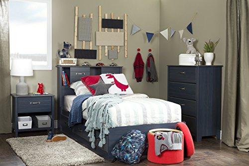 South Shore South Shore Ulysses Bookcase Headboard with Doors, Twin, Blueberry