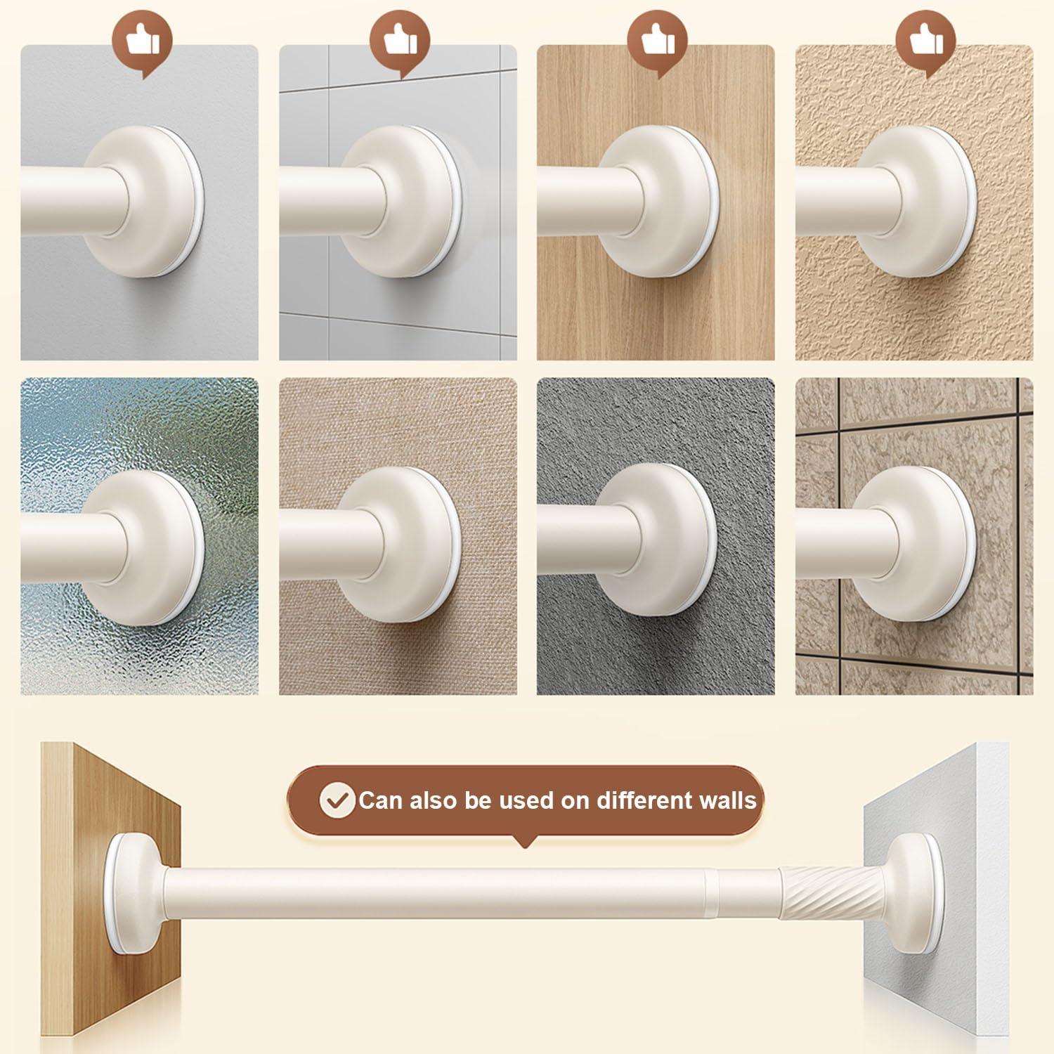 Liligic Shower Curtain Rod 28-192 inch Adjustable Tension Curtain Rod No Drilling Telescoping Rod, Diameter 1inch, for Bathroom Windows Closet Rods, No Rust(Cream,240-310cm(95-122in))