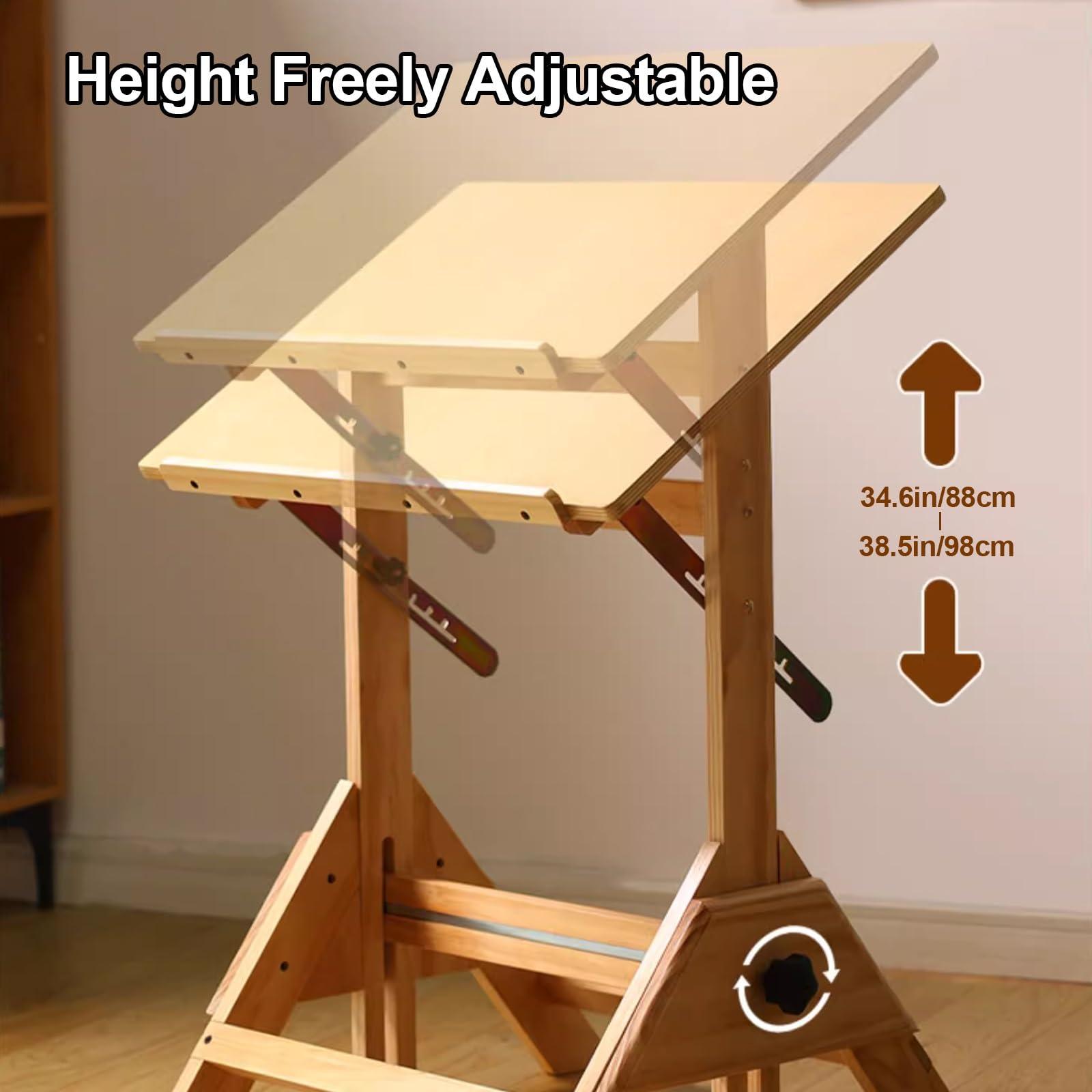 LYXXJRYBHD LYXXJRYBHD Art Desk, Architect Table, Drawing Board, Artist Tilts Flat Table, Adjustable Laptop Table, for Writing, Design, Reading(23.6x35.4in/60x90cm)
