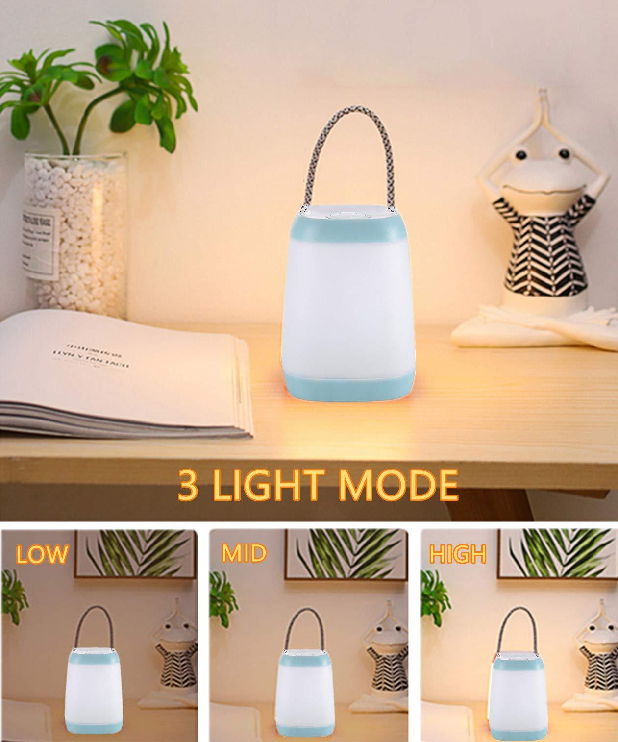 Hathdia Hathdia Night Light for Kids, USB Rechargeable Nursery Lamp Portable Camping Lantern with 3 Light Modes for Camping,Emergency,Bedroom,Indoor and Outdoor(Cyan, 1 Pack)