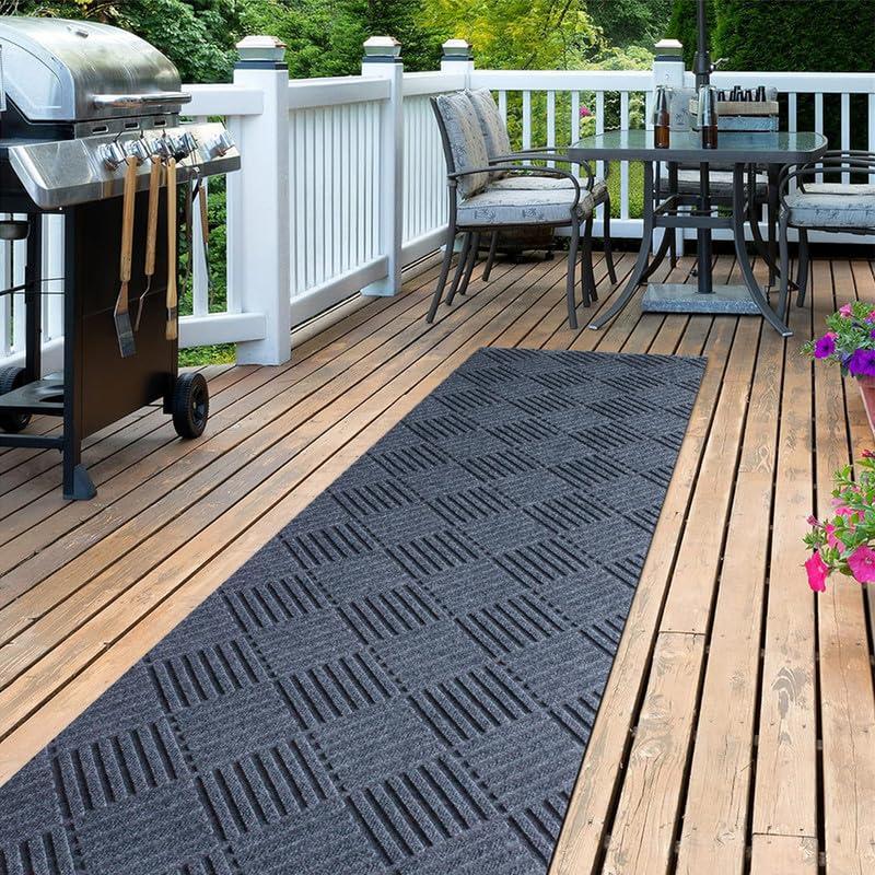 GLIWEN GLIWEN Rugs 2FTx31FT Ultra-Thin Rubber Backing Indoor Area Rugs Washable Runner Rug Hallway Kitchen Runner Mat Non-Shedding Carpet for Laundry Entrance Grey