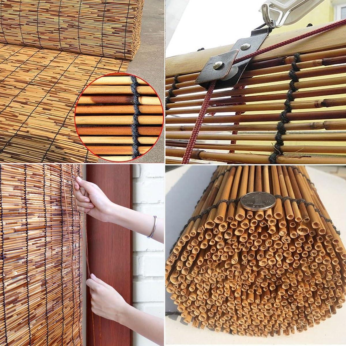 HomeLoft Basics Outdoor Roll-up Bamboo Shades for Porch Patio Privacy Screen, Bamboo Blackout Roller Blinds for Window 30" 36" 40" 45" 48" 50" 55" 60" 72" 76" Wide Woven UV Protection Bamboo Blinds, Cordless (Size :