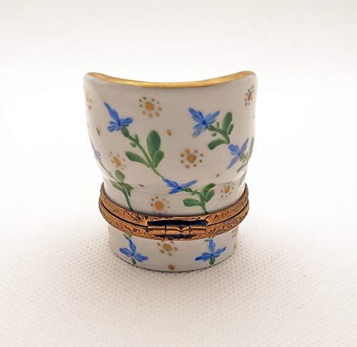 Authentic Limoges boxes Authentic French Porcelain Hand Painted Limoges box Beautiful Chair with Blue Flowers