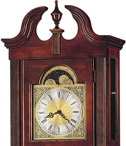 Howard Miller Howard Miller Chateau Floor Clock, Lockable Glass Door Wood Finish Adjustable Home Decor, Stationary Blue Moon Phase Chime Silence Option for Dining Area or Office Swan-Neck Pediment