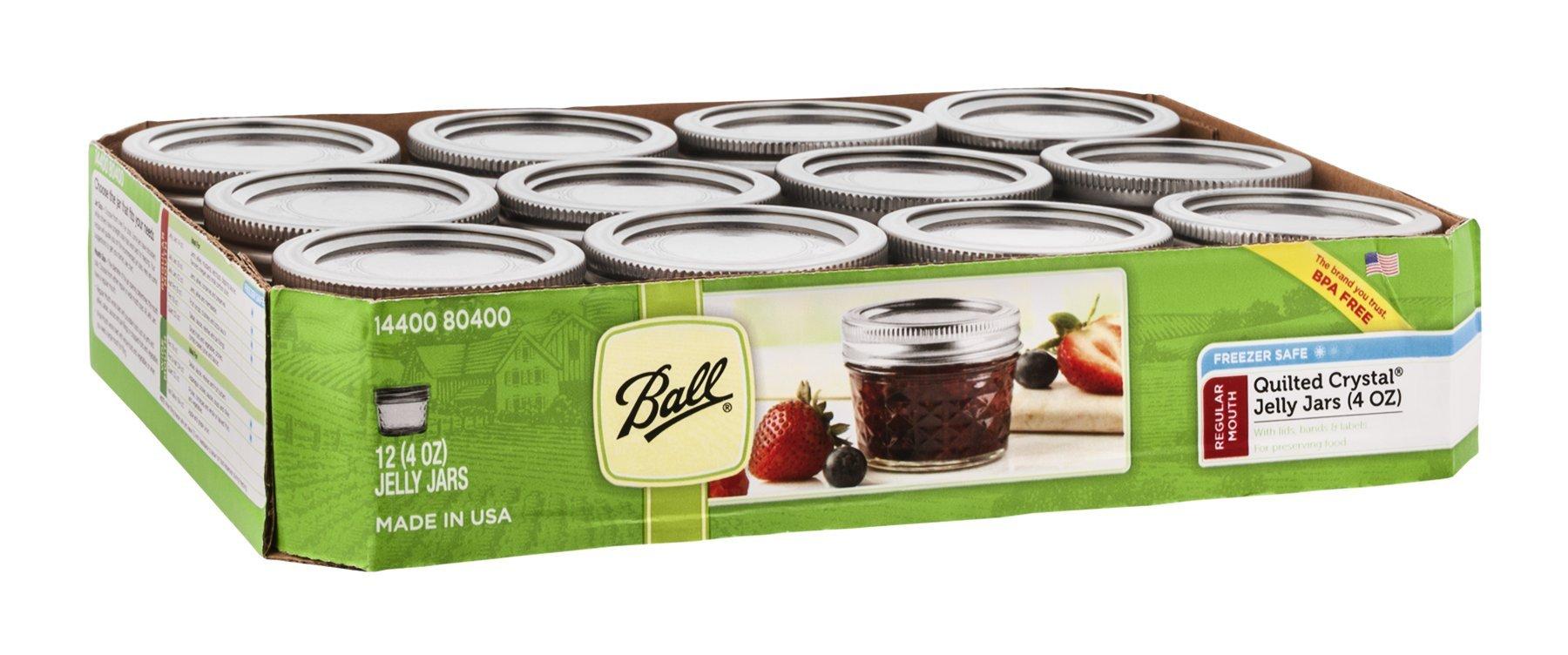 Ball Ball Mason 4oz Quilted Jelly Jars with Lids and Bands, Set of 12