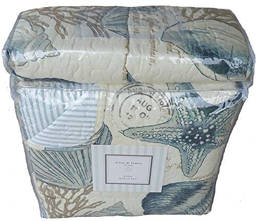 E&J Home E&J Home Coastal Blue Seashell Starfish Coral 2pc Twin Quilt Set