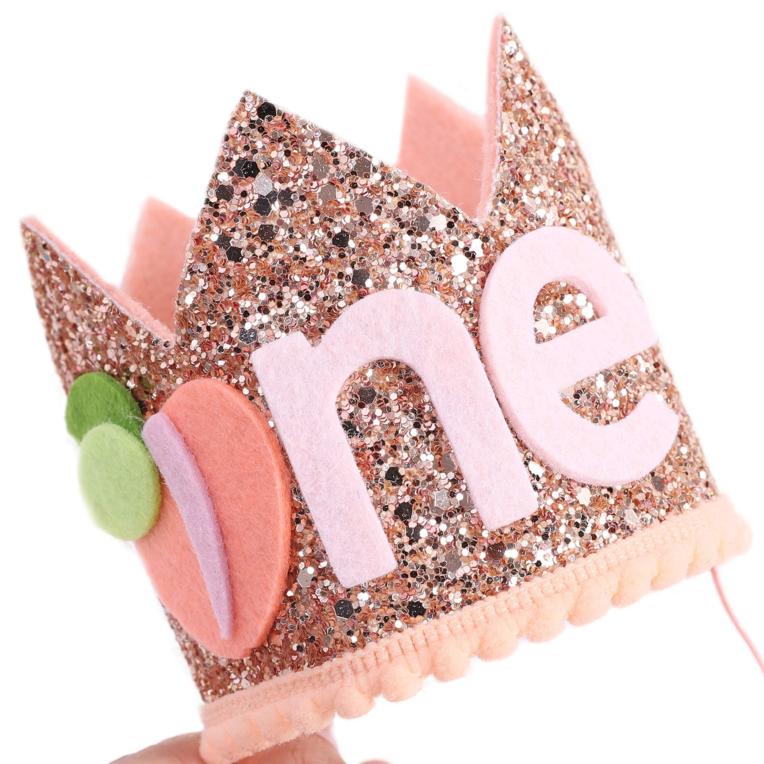 WAWUO WAWUO Birthday Crown for First Birthday Party, Peach Costume Headwear for Baby - Best Kids\' Party Hat for Photo Booth Props