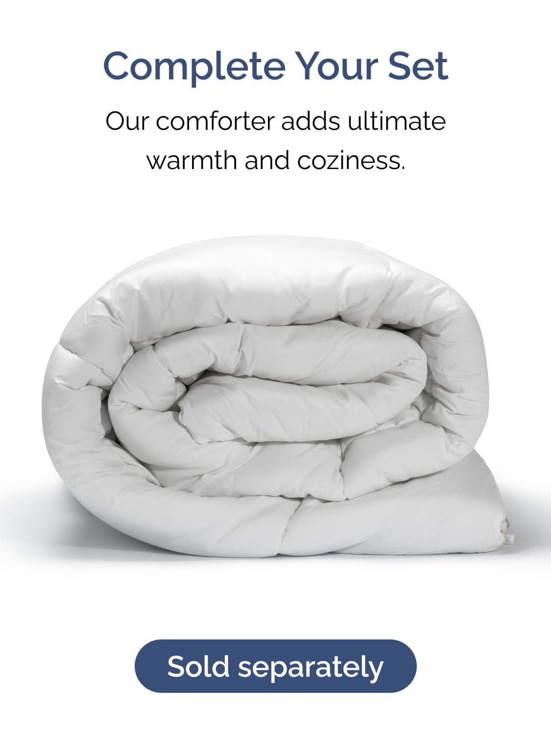 CGK Unlimited Extra Deep Split King Sheet Set - 7 Piece Breathable & Cooling Sheets - Hotel Luxury Bedding Set 18-24 Inch Extra Deep Pockets - Easy Fit, Soft, Wrinkle Free & Comfy - Blue Stripes, Split King Size