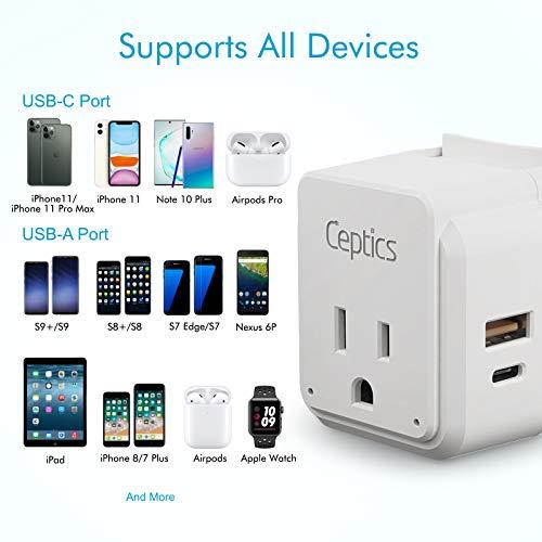 Ceptics Ceptics Israel, Jordan Power Plug Adapter Travel, 20W PD & QC, Safe Dual USB & USB-C 3.1A -2 USA Socket - Use in Jerusalem, Palestine, UAE - Includes Type H, Type C, Type G Swadapt Attachments
