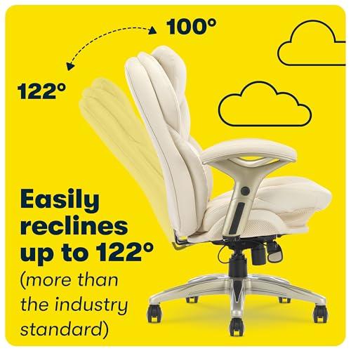 Serta Serta Ergonomic Executive Office Chair Motion Technology Adjustable Mid Back Design with Lumbar Support, Ivory Bonded Leather