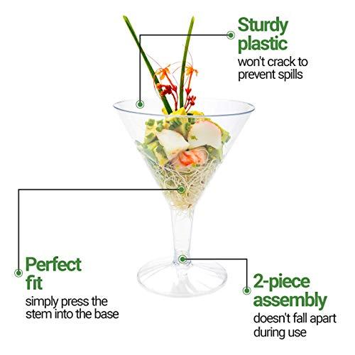 Restaurantware Restaurantware 7.5 Ounce Plastic Martini Glasses 100 Round Disposable Martini Glasses - Shipped Unassembled Premium Clear Plastic Plastic Cocktail Glasses For Weddings Or Events