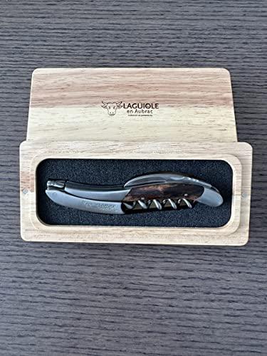LAGUIOLE EN AUBRAC L Laguiole En Aubrac Sommelier Waiter\'s Corkscrew, Grapevine Wood Handle, Wine Opener With Foil Cutter & Bottle Opener, Stainless Steel Brushed Bolsters