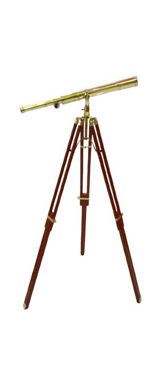 Generic Maritime Brass Antique Designer Telescope Brown Tripod Solid Wood Retro Brass Telescope New Handmade - Antique Collectibles
