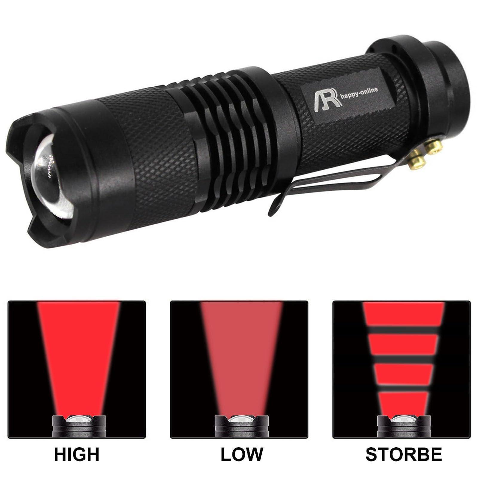 AR happy online AR happy online 3 Pack Red Light Flashlight, 3 Modes Mini Red LED Flashlight, Zoomable Red Flashlight Torch with Clip for Night Vision, Astronomy, Aviation, Night Observation