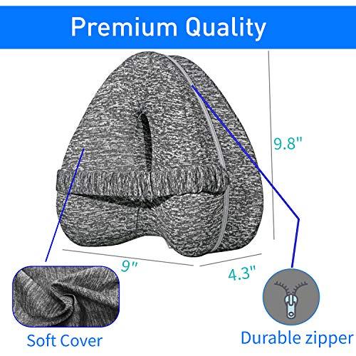 LVOPO LVOPO Knee Pillow for Side Sleepers with Elastic Strap, Memory Foam Leg Pillow, Ideal for Spine Alignment, Hip, Back & Joint Pain Relief, for Better Sleeping with Breathable & Washable Cover