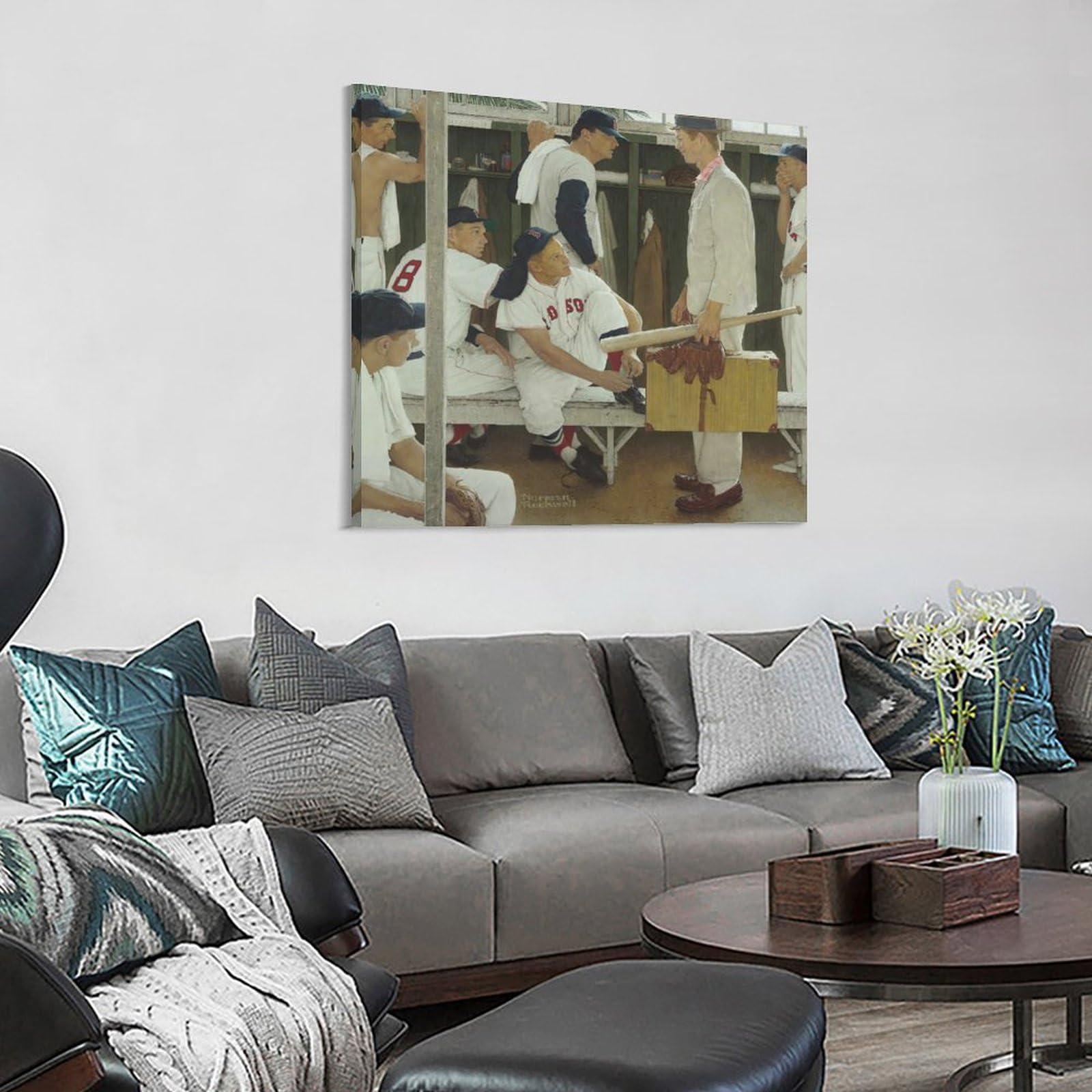 JU XIANG Norman Rockwell Prints The Rookie Illustration Reproduction Poster Art Poster Canvas Painting Decor Wall Print Photo Gifts Home Modern Decorative Posters Framed/Unframed 12x12inch(30x30cm)