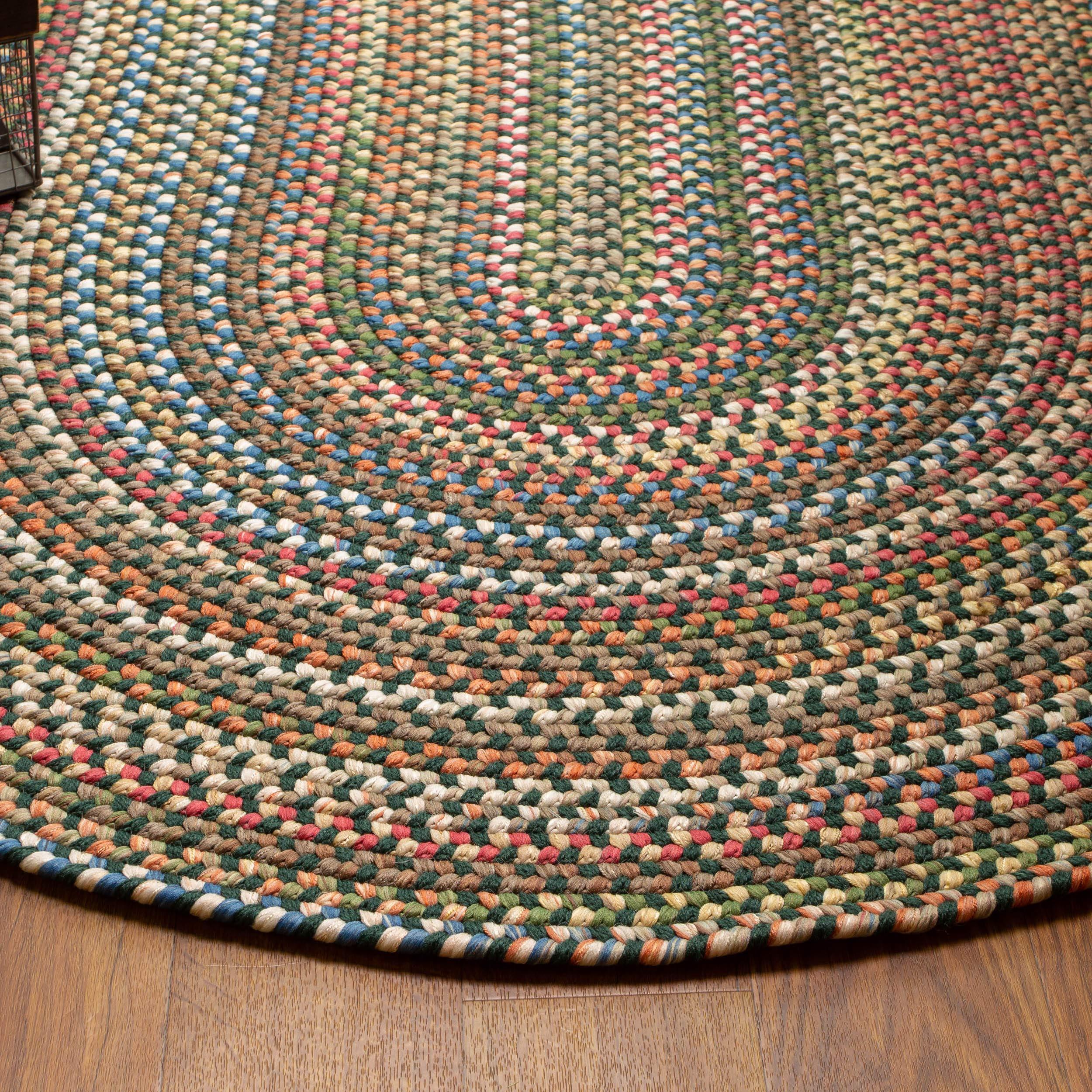 Super Area Rugs Super Area Rugs Roxbury American Made Braided Rug for Indoor Outdoor Spaces, Spruce Green/Natural Multi, 3' X 5' Oval