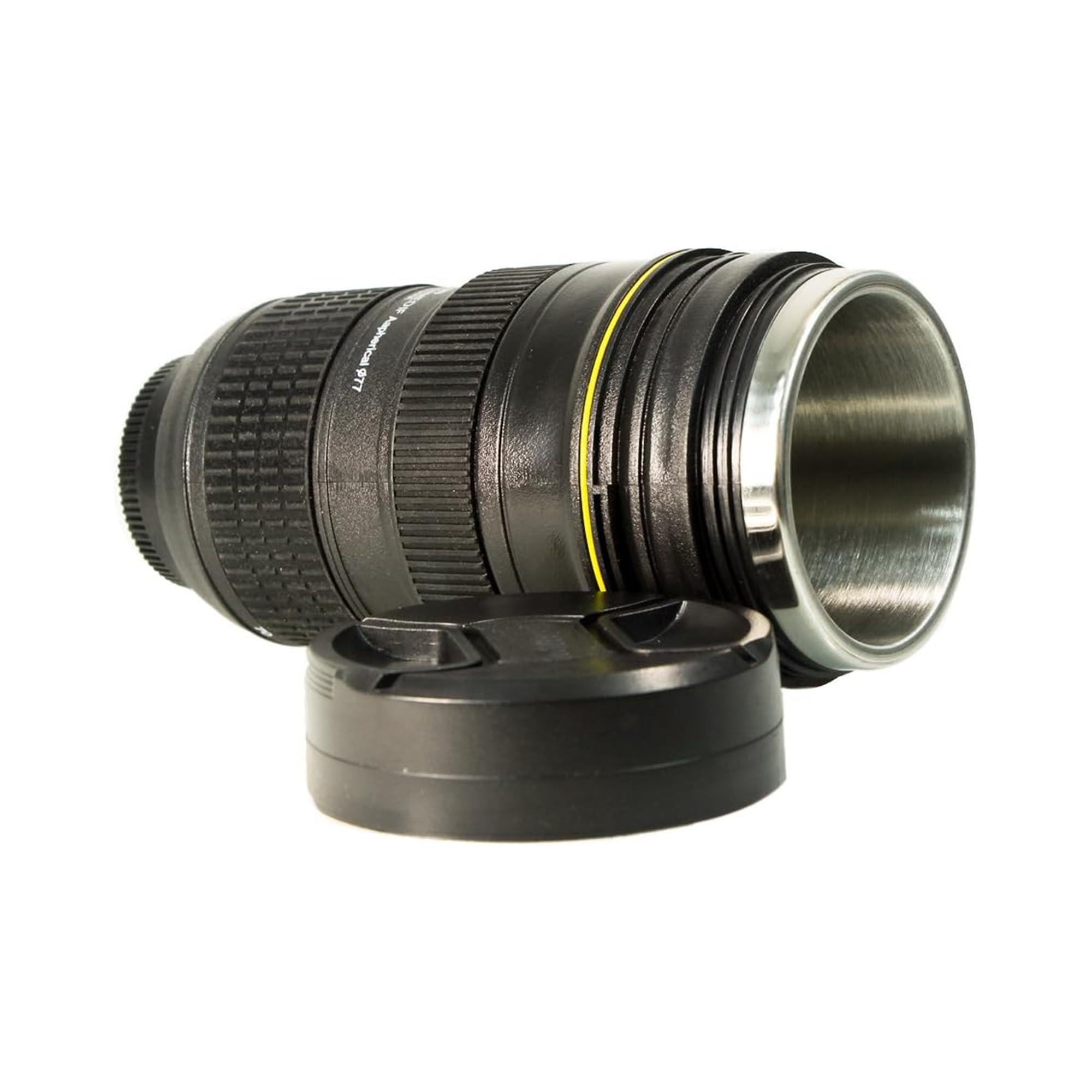 Foto&Tech Foto&Tech Travel Coffee Mug Cup Thermos Lenscup Lens Cup, Stainless Steel Insulated Tumbler (Modeling 1:1 AF-S 24-70mm f/2.8G ED Camera Lens Cup 14.5 Ounce, Black)