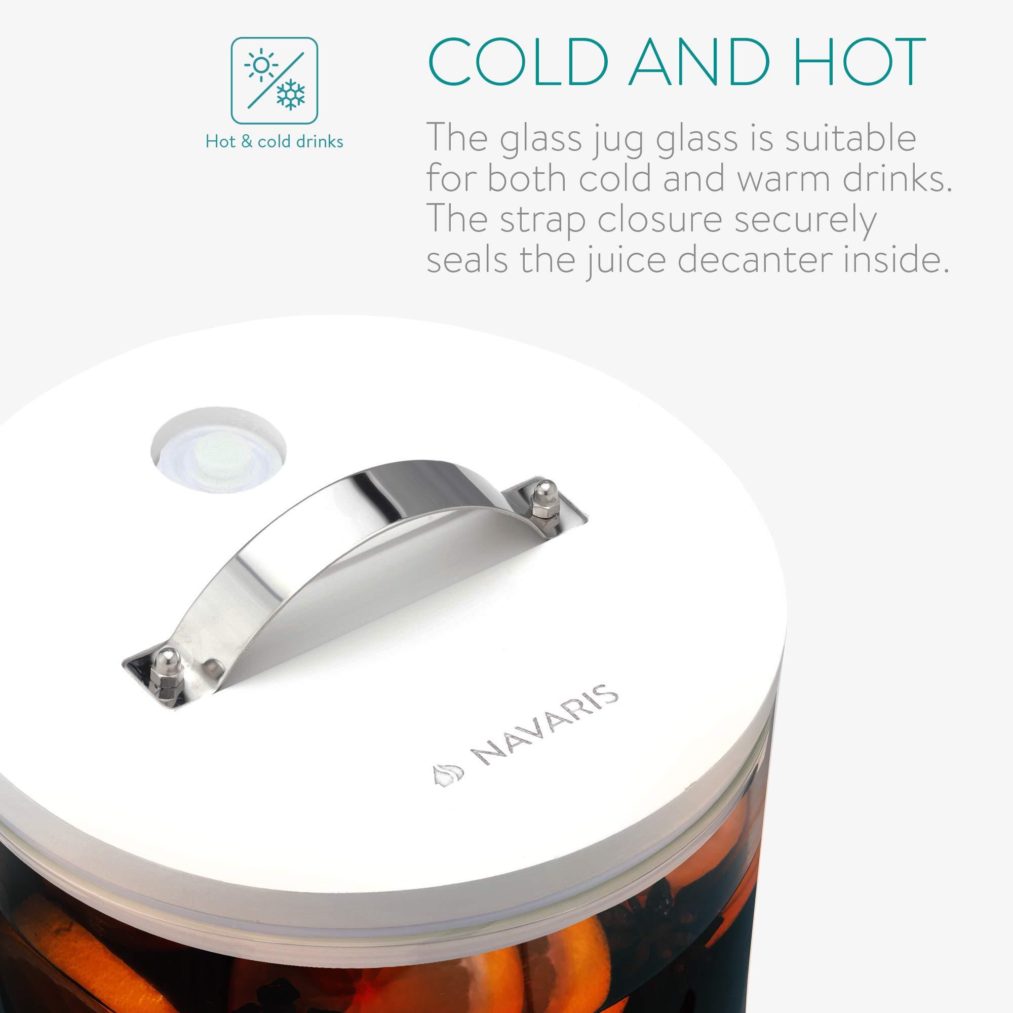 Navaris Navaris Beverage Dispenser with Stand - 1.3 Gallon (5L) Glass Drink Dispenser with Stainless Steel Spigot - Drinks Water Parties - White Beech Wood